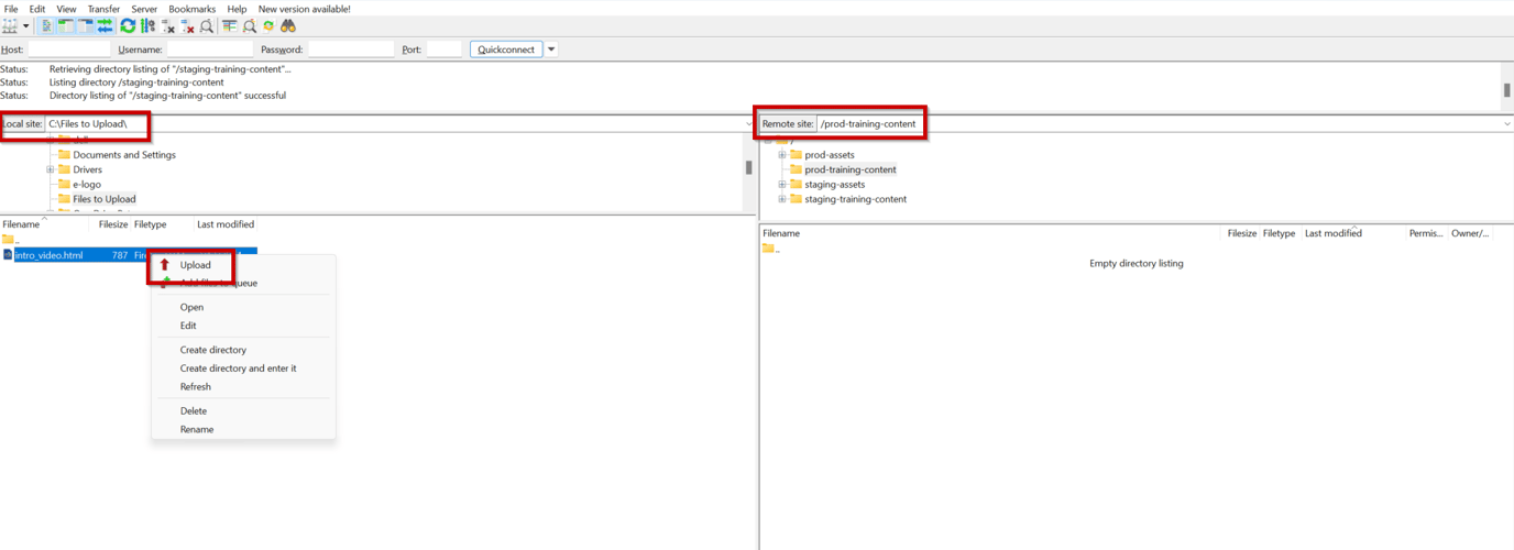 How to access and upload files to the Cloud SFTP (Staging and Production)