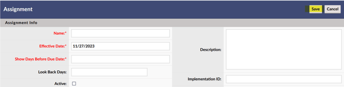 Assignment with Save button highlighted